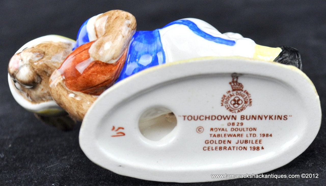 Royal Doulton "Touchdown Bunnykins" Bunny Rabbit w/Football & Helmet Figurine - Image 4