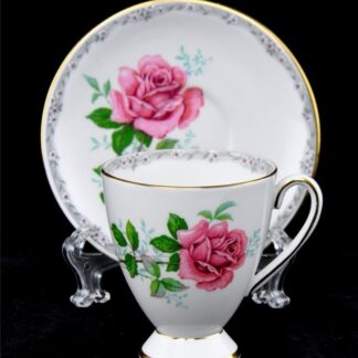 Royal Stafford Bone China Roses to Remember England Footed Cup & Saucer Gold