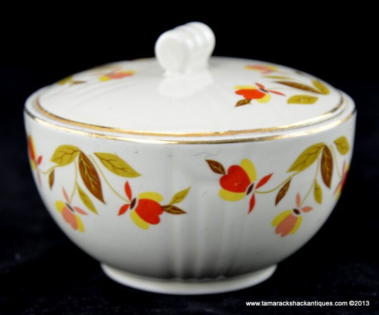 MidCentury Hall’s Grease Bowl w/Lid Jewel Tea Autumn Leaves Orange