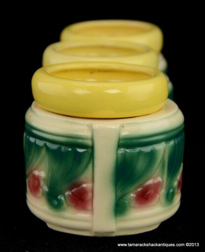 American Bisque Art Pottery Triple Mini Yellow Flower Pot Planter Unique Vintage - Image 9