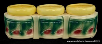 American Bisque Art Pottery Triple Mini Yellow Flower Pot Planter Unique Vintage - Image 10