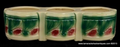 American Bisque Art Pottery Triple Mini Yellow Flower Pot Planter Unique Vintage - Image 2