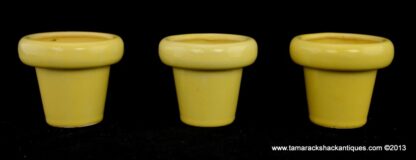 American Bisque Art Pottery Triple Mini Yellow Flower Pot Planter Unique Vintage - Image 6