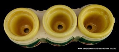 American Bisque Art Pottery Triple Mini Yellow Flower Pot Planter Unique Vintage - Image 8