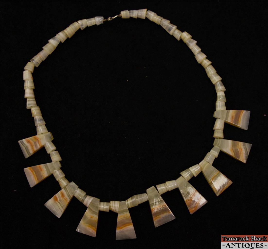 Vintage Off White and Tan Orange Cut Rock Necklace 18" Long Hook-and-Eye Clasp - Image 3