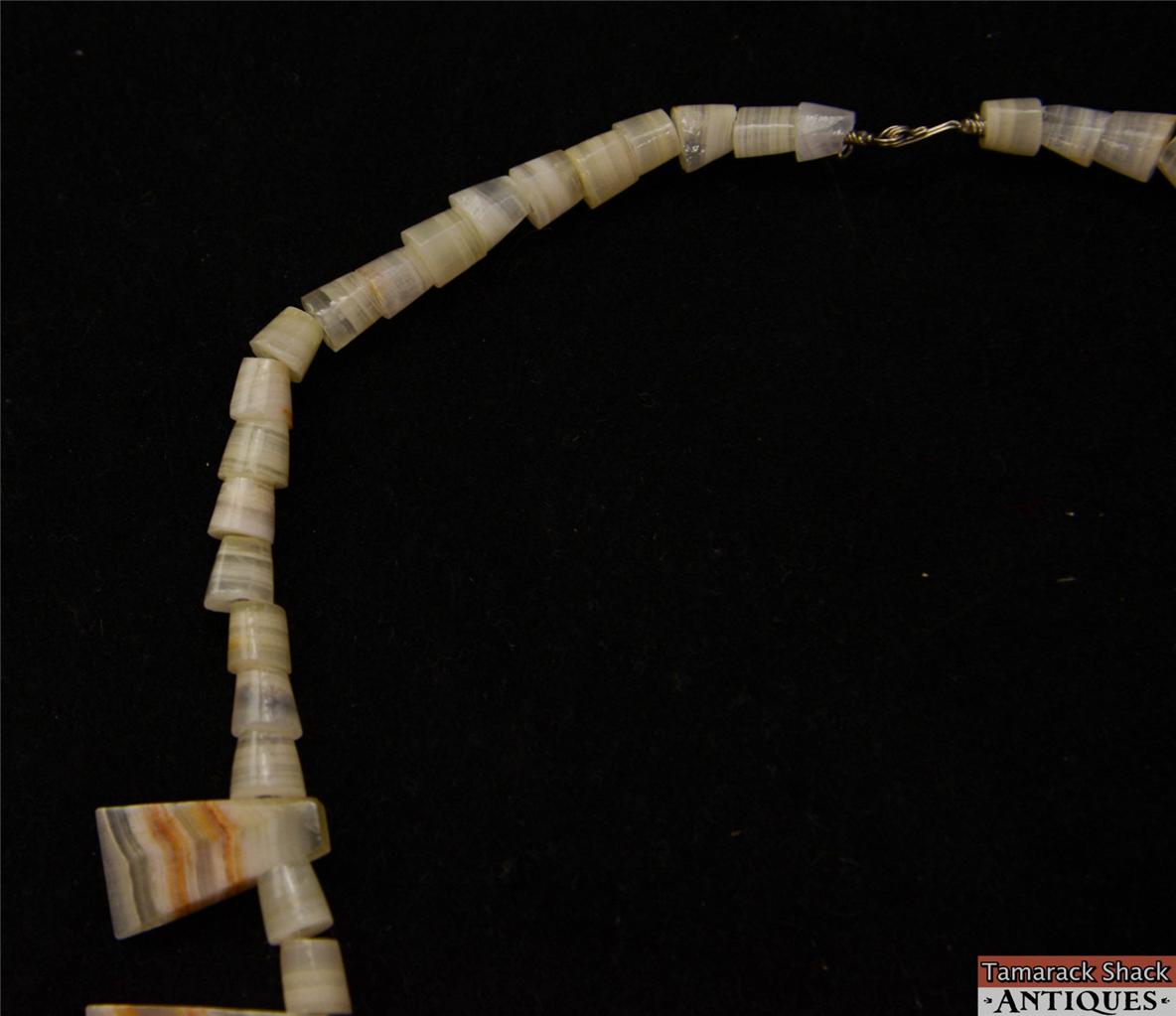 Vintage Off White and Tan Orange Cut Rock Necklace 18" Long Hook-and-Eye Clasp - Image 5