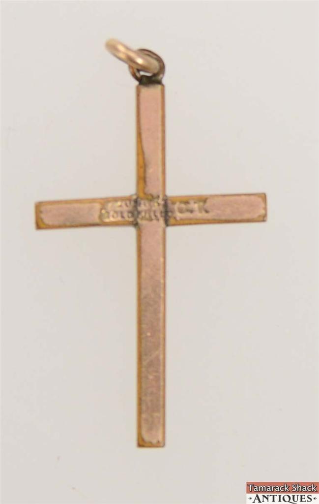 Vintage Signed C.T. 1/20 10k Gold Filled Etched Cross Religious 1 1/8" Pendant - Image 2