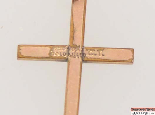 Vintage Signed C.T. 1/20 10k Gold Filled Etched Cross Religious 1 1/8" Pendant - Image 3