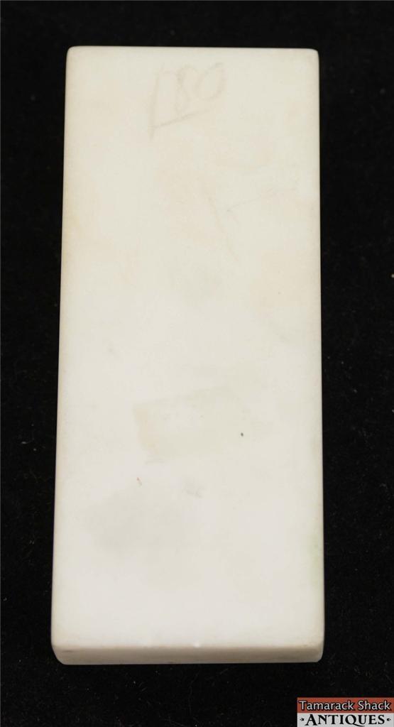 Hand Painted Stone Marble Chinese Rectangular Paperweight Girl w/Fan Signed 9419 - Image 8