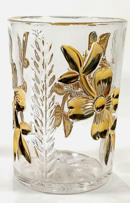 Vintage 3 Piece Clear Gilded Gold Four Leaf Flower EAPG? Pattern ...