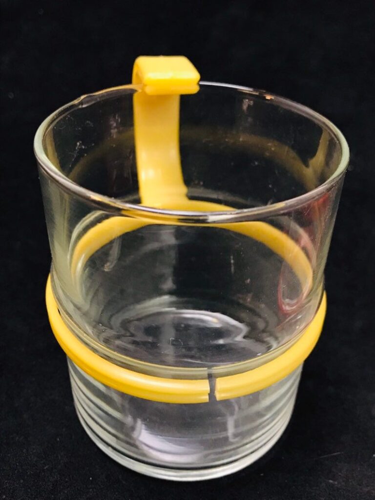 6 Mid Century Bodum Clear Drinking Glasses with Plastic Removable