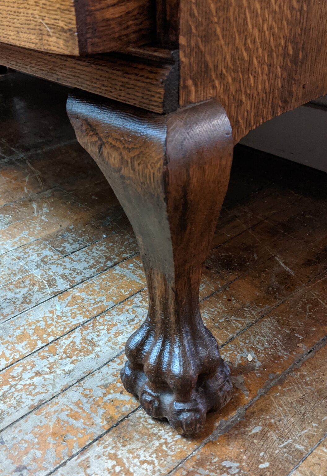 Oak Buffet Sideboard with Mirror | Lion Claw Feet | Tiger Grain ...