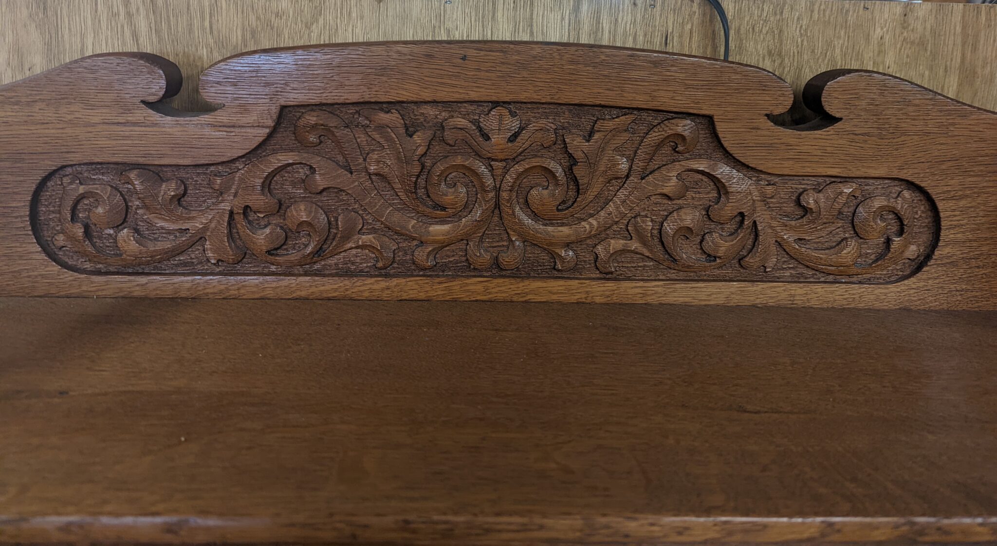 Antique Oak Buffet with Mirror Original Beveled Knapp Joint Key Hand Carved Victorian