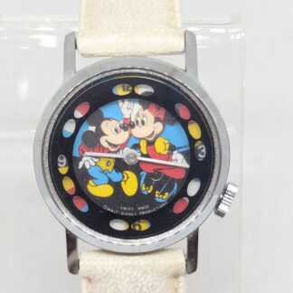 Rare Mickey Minnie Watch | Double Animation | Disco Lights Rotating Perimeter Disk |  Bradley Nodding | Runs | Vintage |  20399