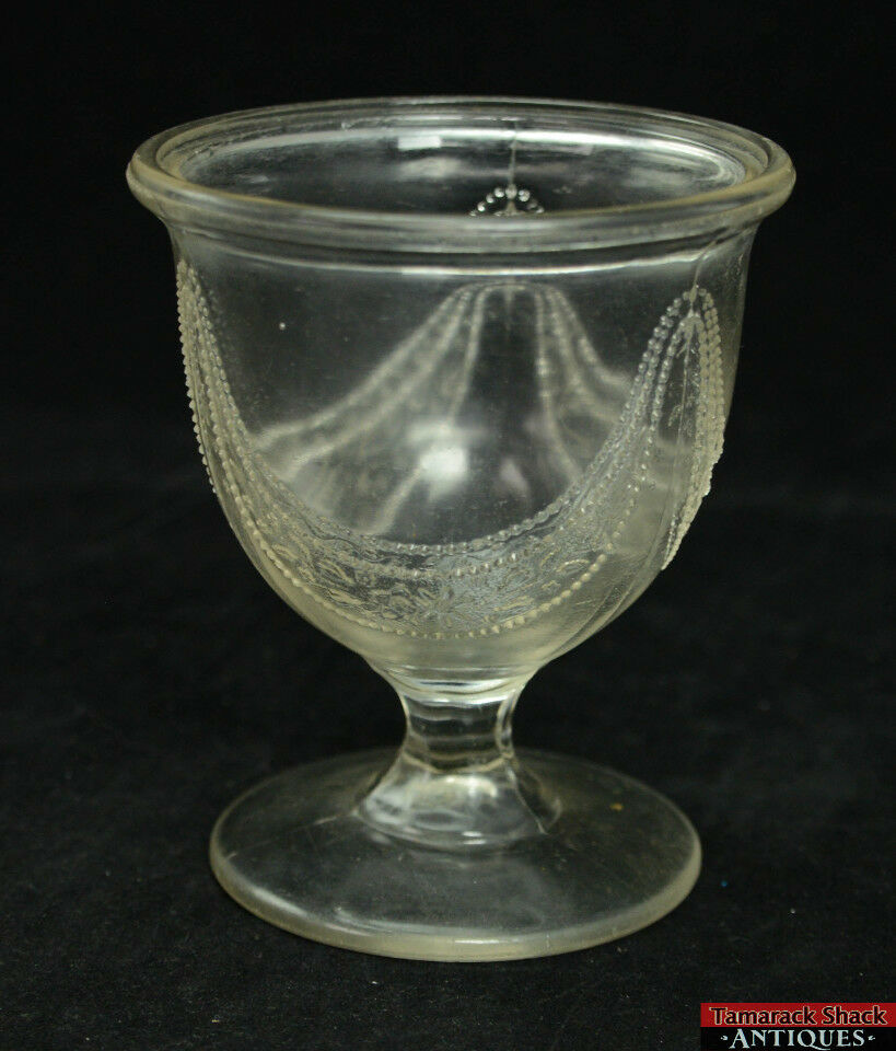 Adams Glass Beaded Garfield Drape c:1880 Press Glass Creamer Open Compote Set - Image 10