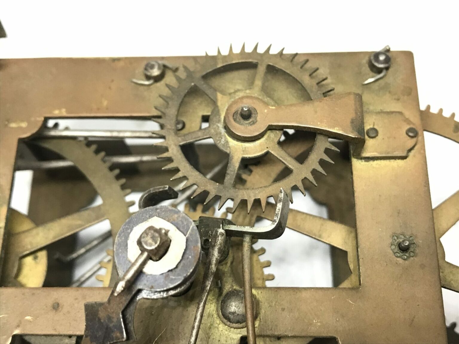 Antique Waterbury Weight Driven Mechanical Clock Movement for Parts