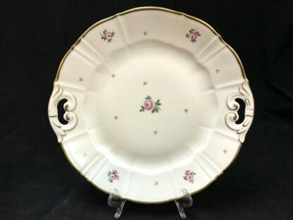 B&G Bing Grondahl Handled Cake Serving Platter, Rose Motif, Gold Trim | 23158