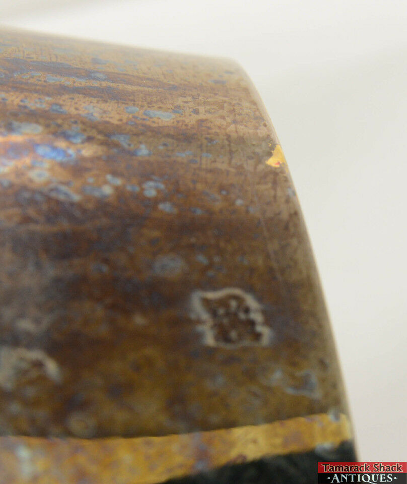 Large Brass 11 3/4" Metallic Brown Horizontal Shoulder Ribs Baluster Vase AMC NY - Image 9