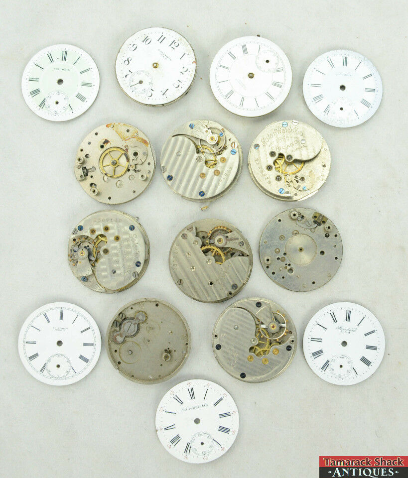 Lot of 10 New York Standard Pocket Watch Movements 6s Steampunk Art Parts Repair