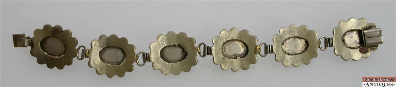 Vintage Hand Crafted Alpaca Silver Faux Bright Lapis Stone Link Bracelet 7 3/4" - Image 6