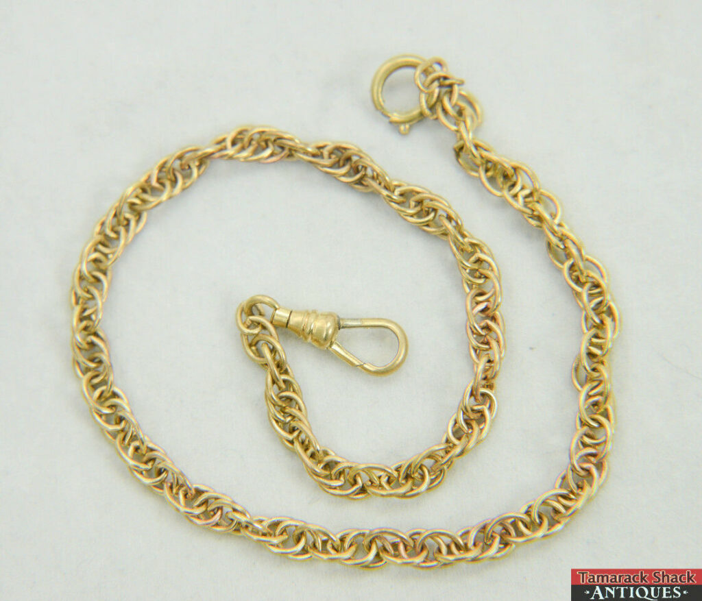 Vintage 13" Yellow Gold Toned Pocket Watch Multi Link Chain Double
