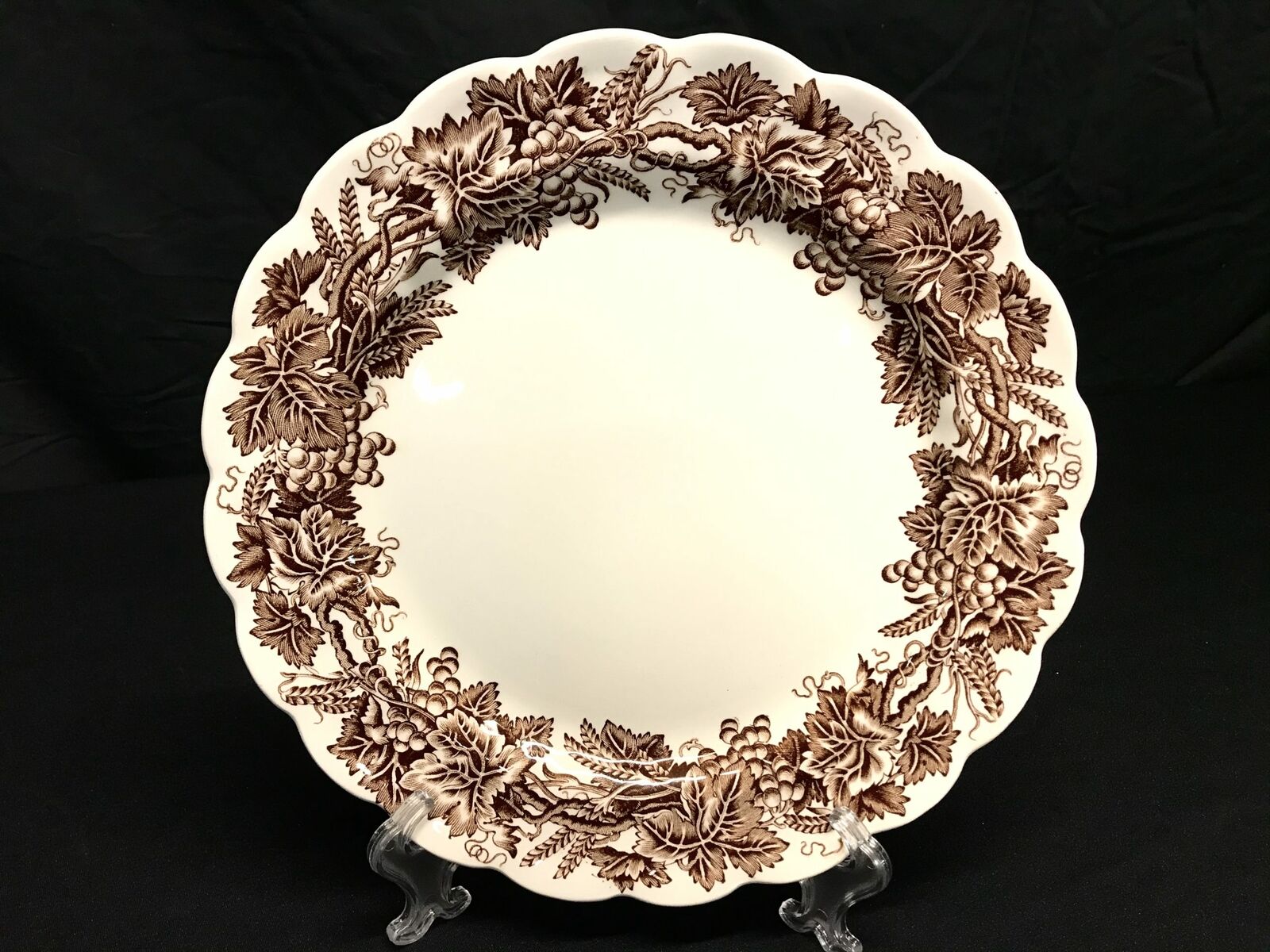 Vtg Booths Vine & Wheat Brown Pattern 10.5" Dinner Plates, Set of 9 | ref 23047 - Image 3