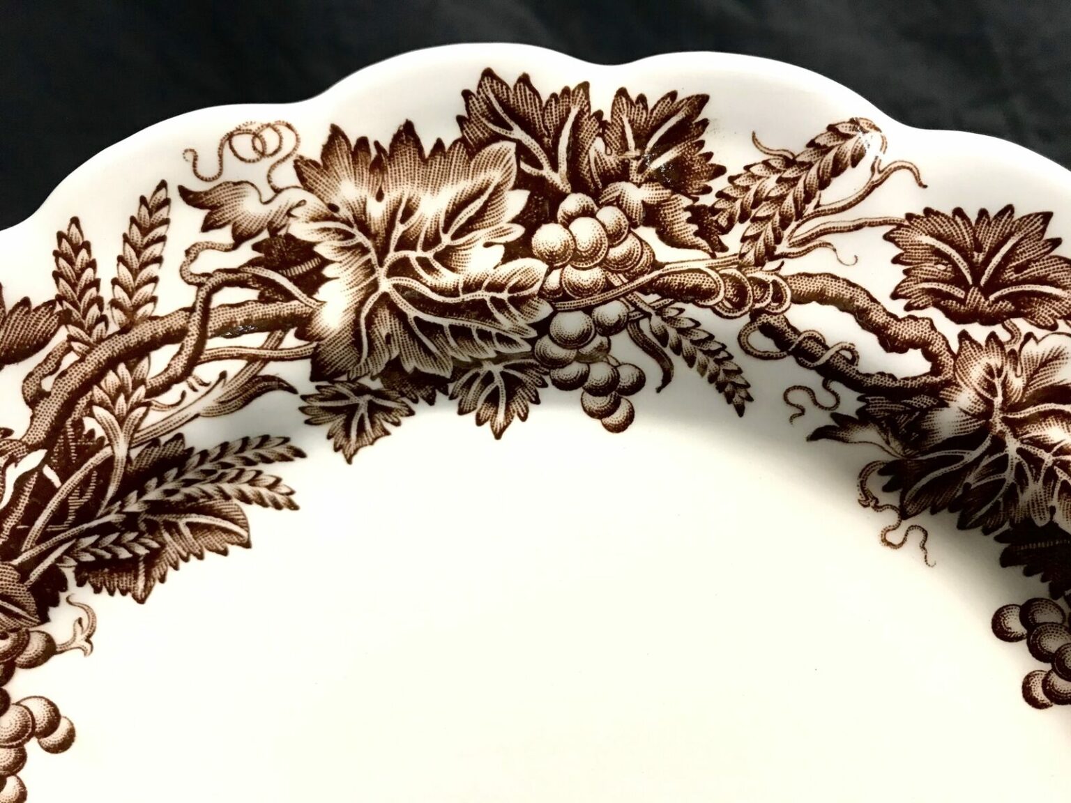 Vtg Booths Vine & Wheat Brown Pattern 10.5" Dinner Plates, Set of 9