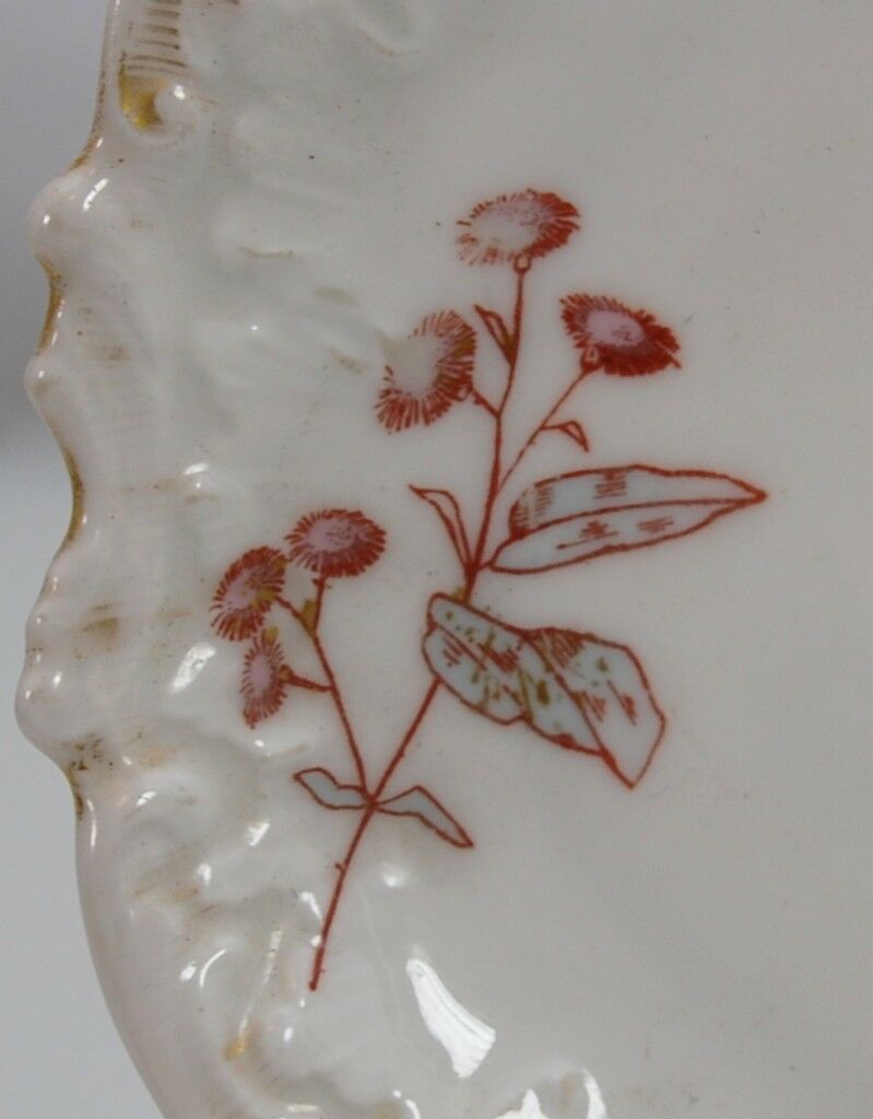 Antique c1884-93 Charles Ahrenfeldt Limoges 6" Display Floral Aesthetic Plate - Image 3