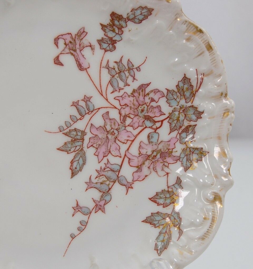 Antique c1884-93 Charles Ahrenfeldt Limoges 6" Display Floral Aesthetic Plate - Image 4