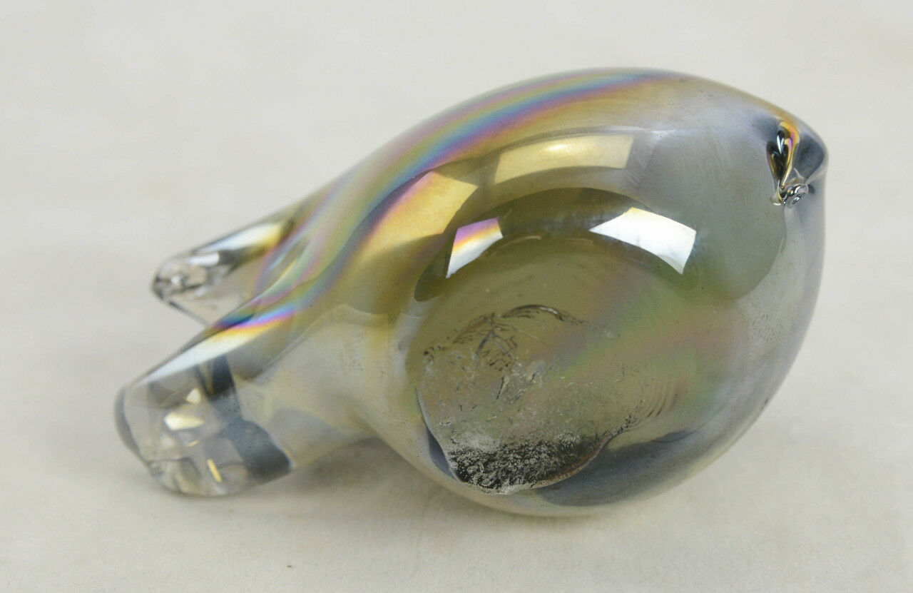 Clear to Metallic Gray/Silver Iridescent 3.5" Pig Piglet Paperweight Figurine - Image 5