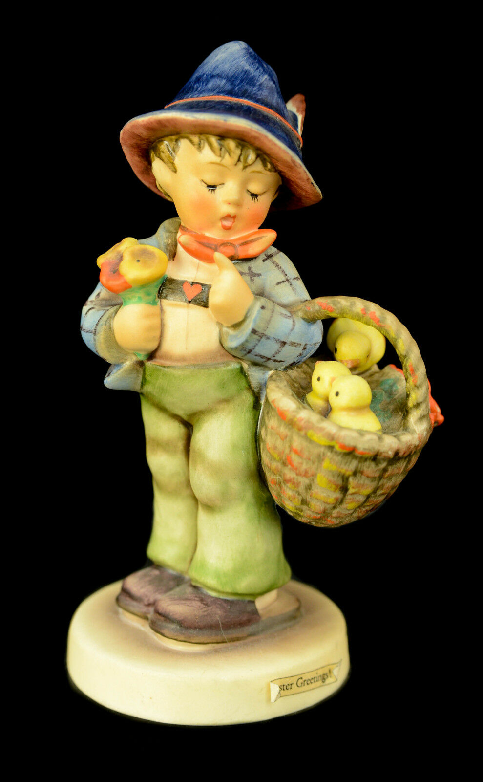 Goebel Hummel Figurine #378 Easter Greetings Boy Chicks Figurine TMK-5