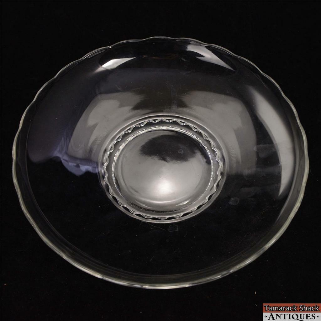 MidCentury Elegant Clear Glass 13" Low Center Console Bowl Scalloped Edge 11997