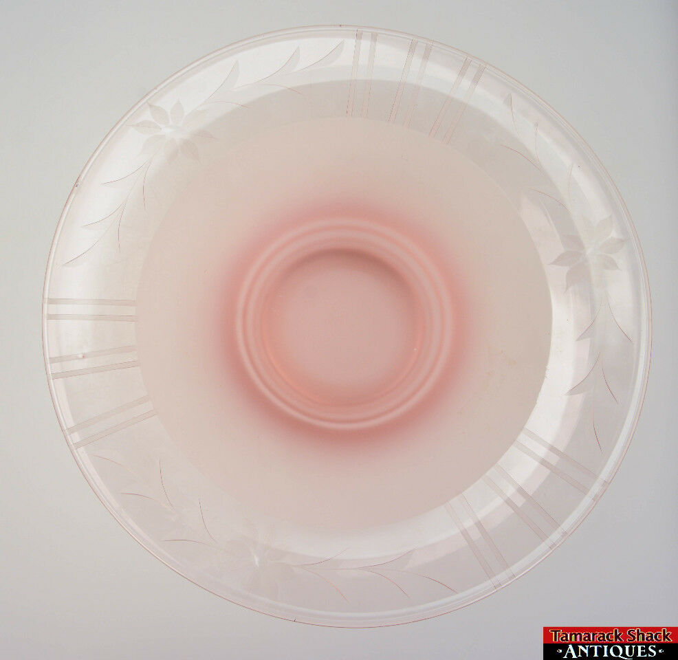 Pink Depression Glass Center Console Bowl Wheel Cut Flower Pattern 11-1/2" L8Y - Image 3