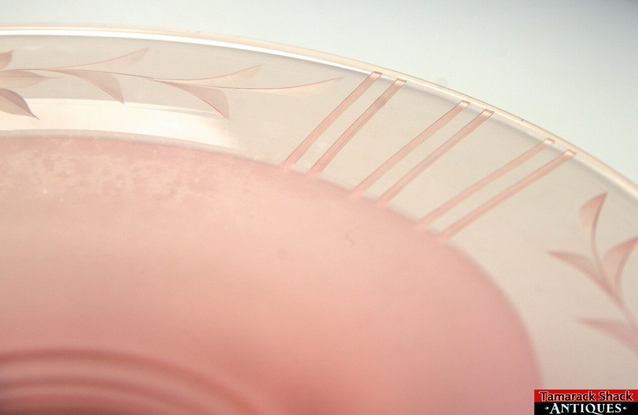 Pink Depression Glass Center Console Bowl Wheel Cut Flower Pattern 11-1/2" L8Y - Image 4