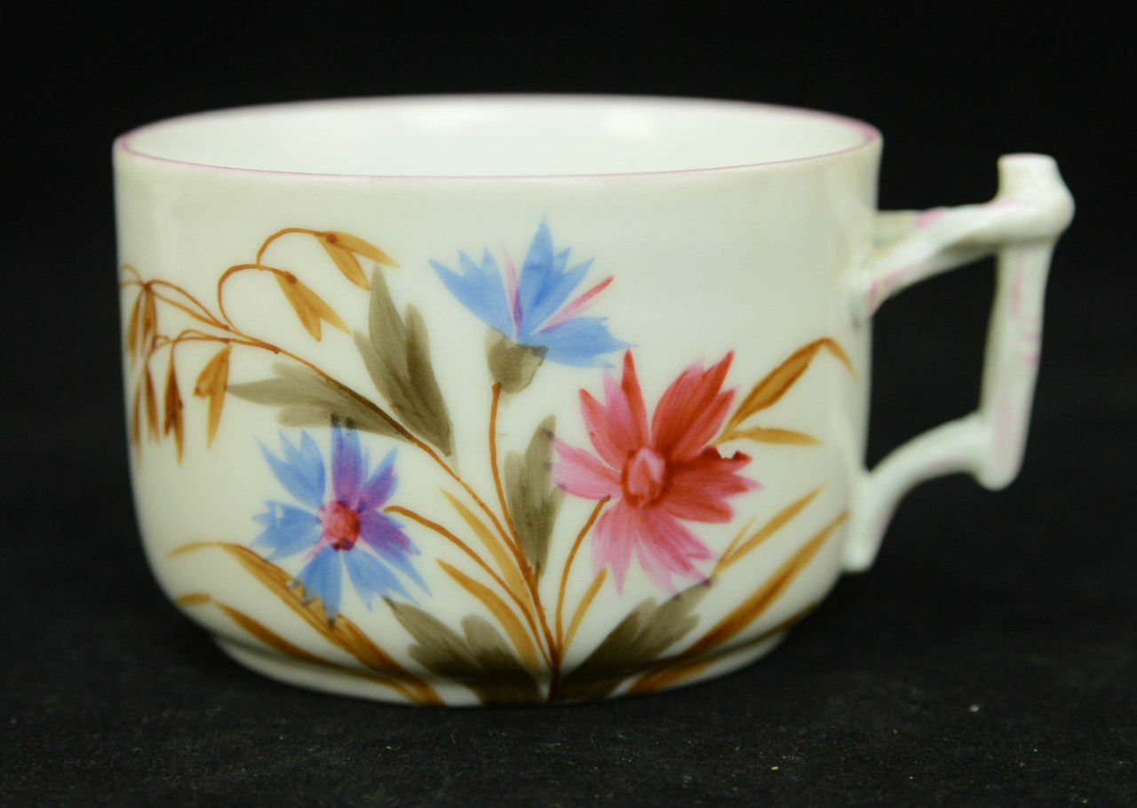 Rare Vintage Victorian Hand Painted BSM Marked c1800s Mustache Cup & Saucer L7Y - Image 3