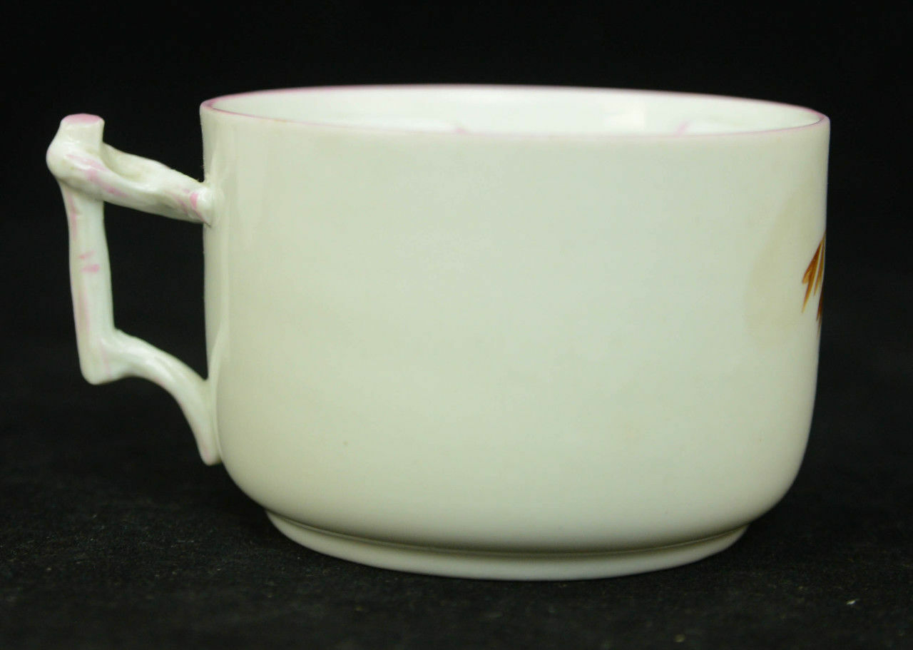 Rare Vintage Victorian Hand Painted BSM Marked c1800s Mustache Cup & Saucer L7Y - Image 4