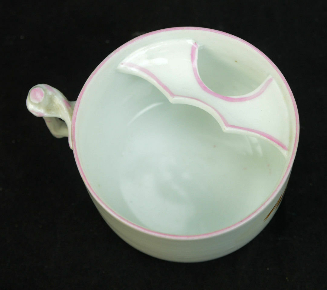 Rare Vintage Victorian Hand Painted BSM Marked c1800s Mustache Cup & Saucer L7Y - Image 5
