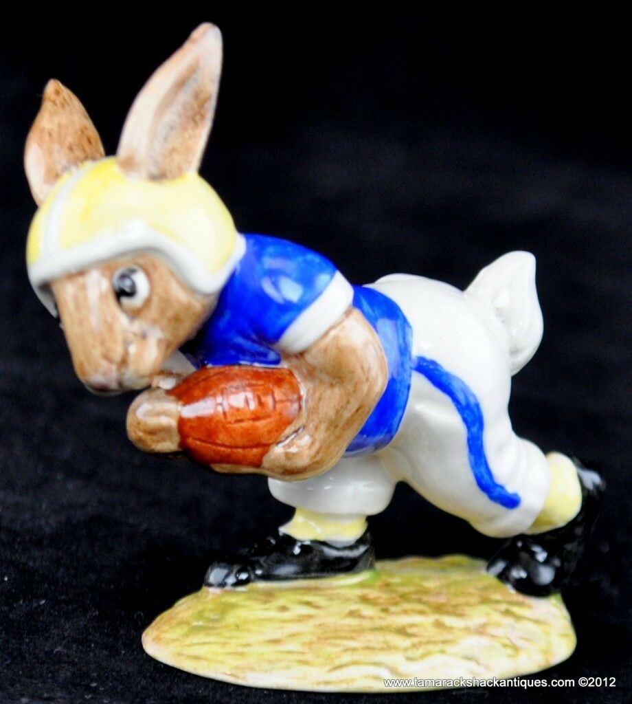 Royal Doulton "Touchdown Bunnykins" Bunny Rabbit w/Football & Helmet Figurine