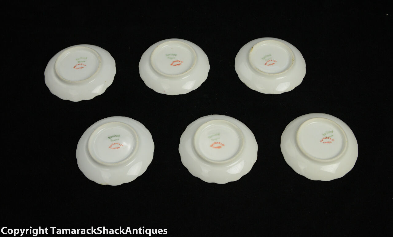 Set of 6 Haviland Limoges Nosegay Flower Pattern White Scalloped Butter Pats - Image 3