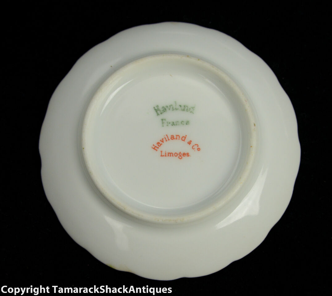 Set of 6 Haviland Limoges Nosegay Flower Pattern White Scalloped Butter Pats - Image 4