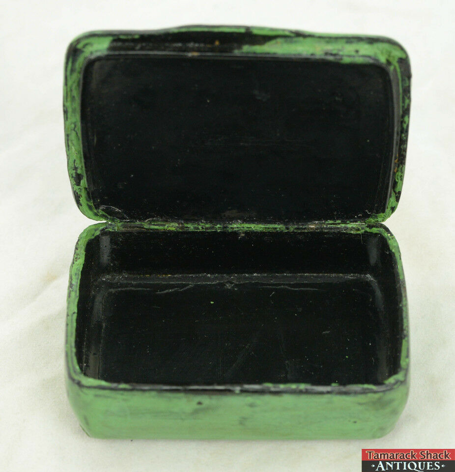 VTG Handpainted Green & Black Lacquer Swallowtail Butterfly Decoupage Wooden Box - Image 5
