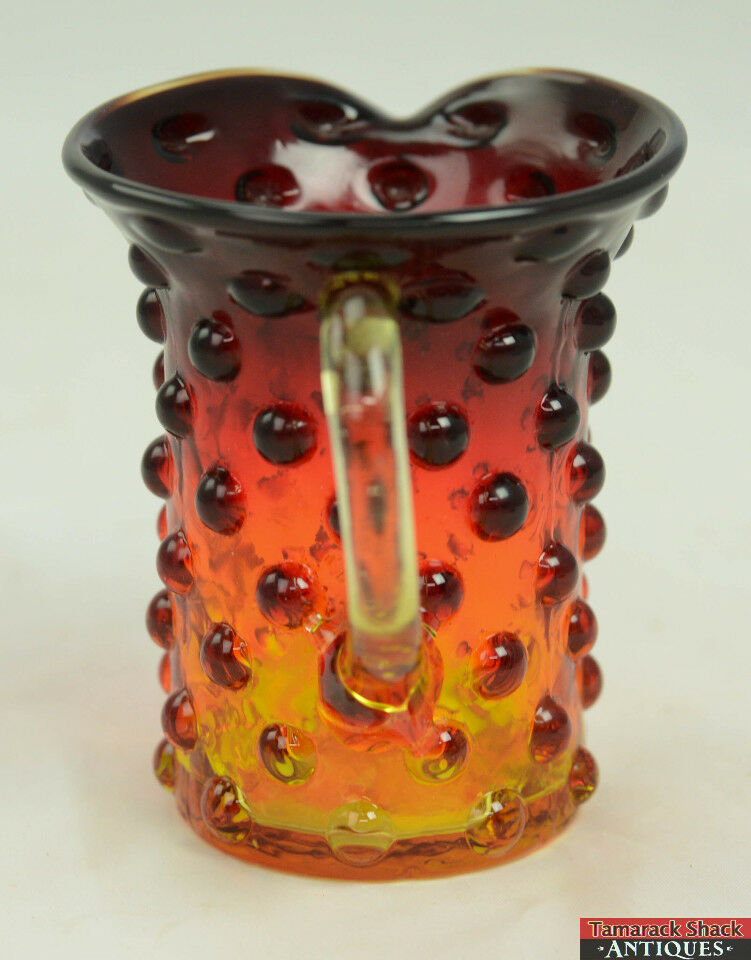 Vintage Amberina Red Orange Hobnail Glass Small 3 3/4" Creamer Syrup Pitcher - Image 4