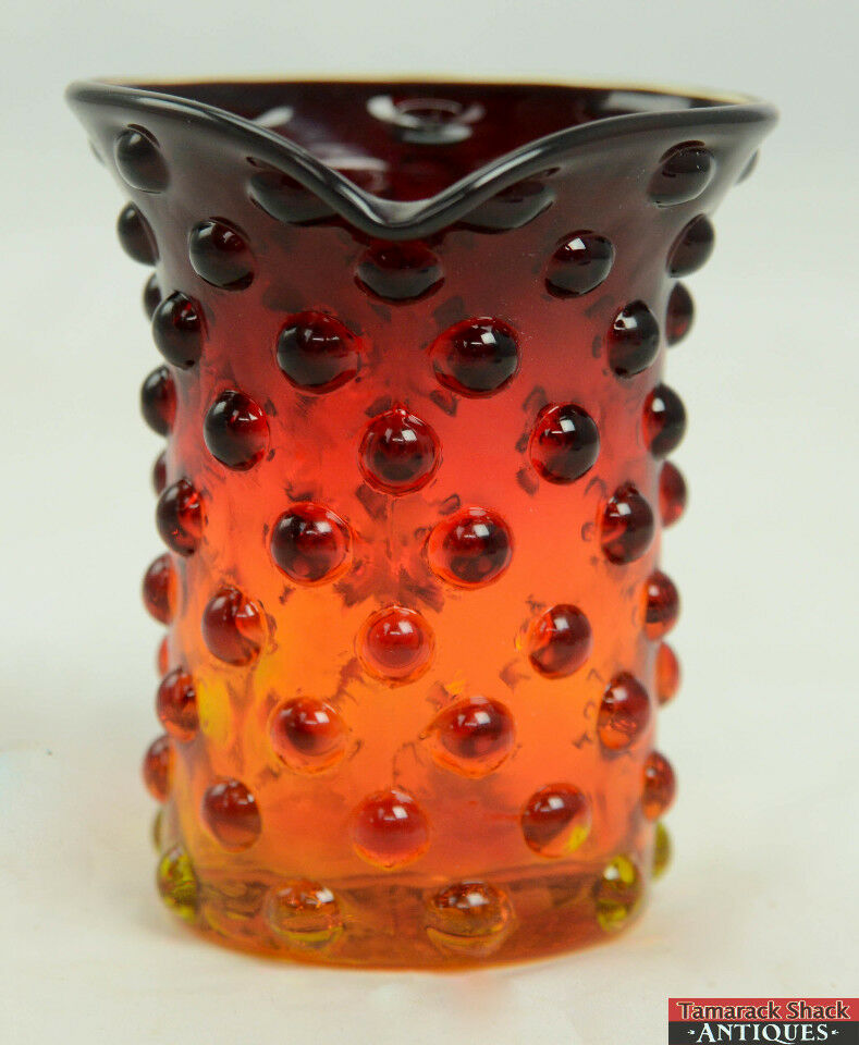 Vintage Amberina Red Orange Hobnail Glass Small 3 3/4" Creamer Syrup Pitcher - Image 5