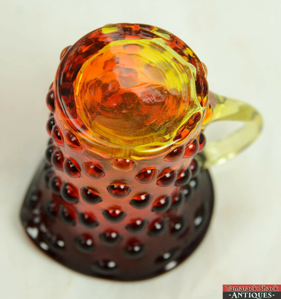 Vintage Amberina Red Orange Hobnail Glass Small 3 3/4" Creamer Syrup Pitcher - Image 7