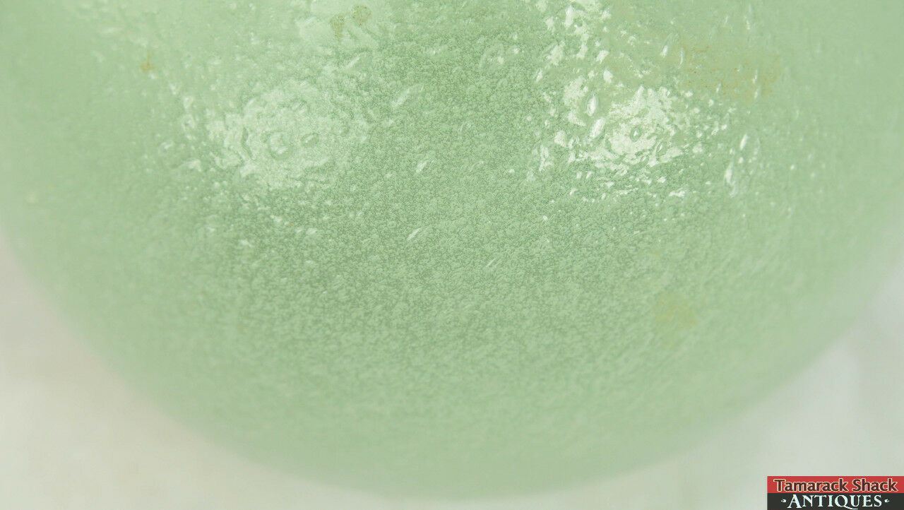 Vintage Light Green Blown Glass Bubble Textured Cased Pitcher Applied Handle - Image 7