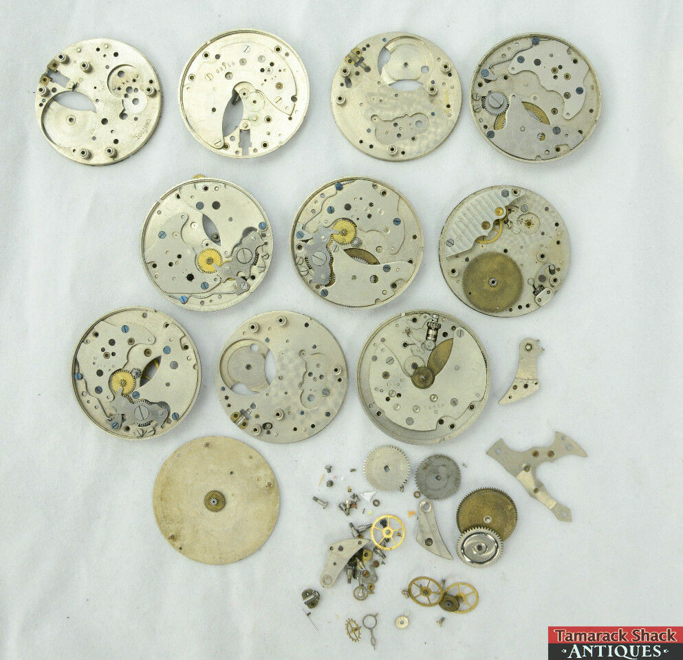 Lot of 10 New York Standard Pocket Watch 12s Movements Dials Parts Steampunk Art - Image 3