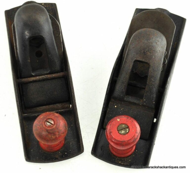 Lot of 2 Antique Block Planes Angled Blades Wood Handle Original Blade