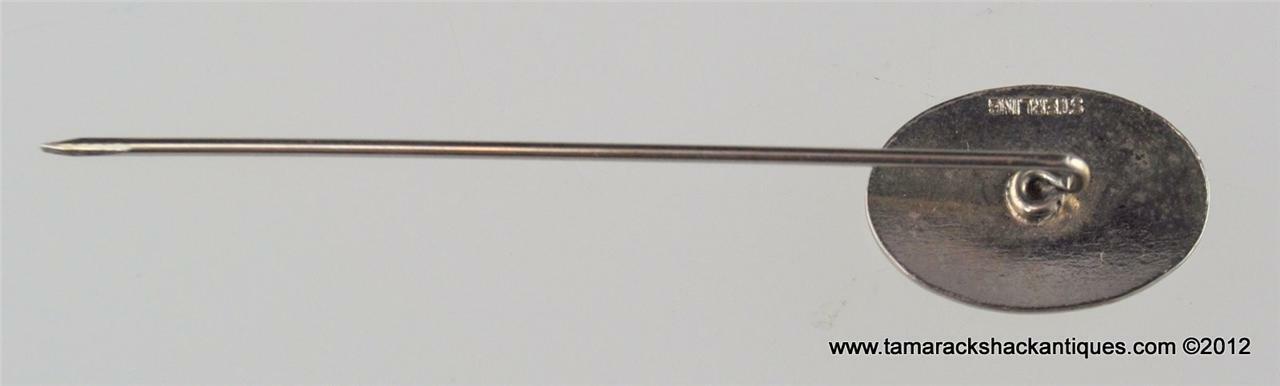 VTG Art Nouveau Sterling Silver Oval Stick Pin Swaying Flower Narcissus Daffodil - Image 3