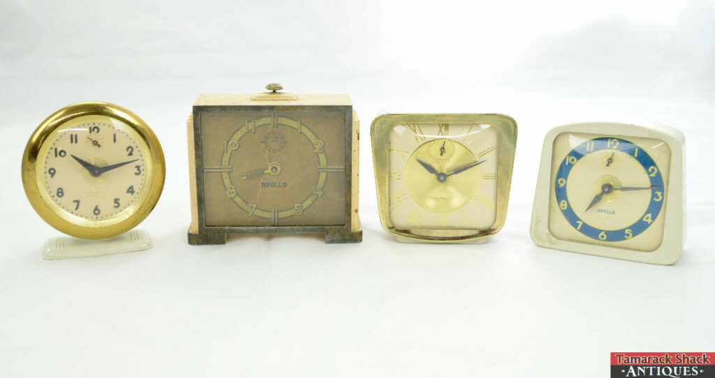 VTG Lot 4 Lux Clock MFG Co Lebanon Apollo Deluxe Windup Alarm Parts or