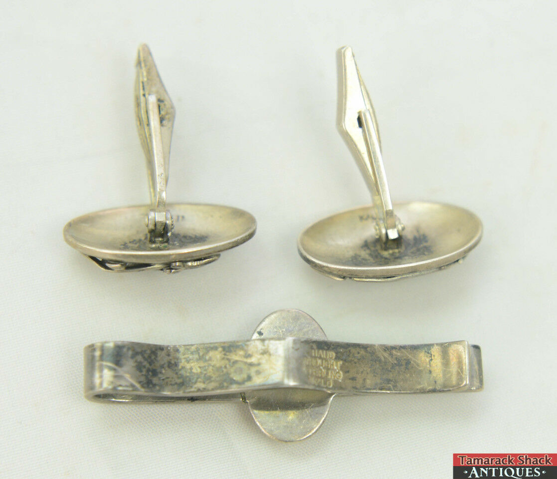 Vintage Kalo Hand Wrought Sterling Monogrammed "PPE" Cuff Links Money Tie Clip - Image 3